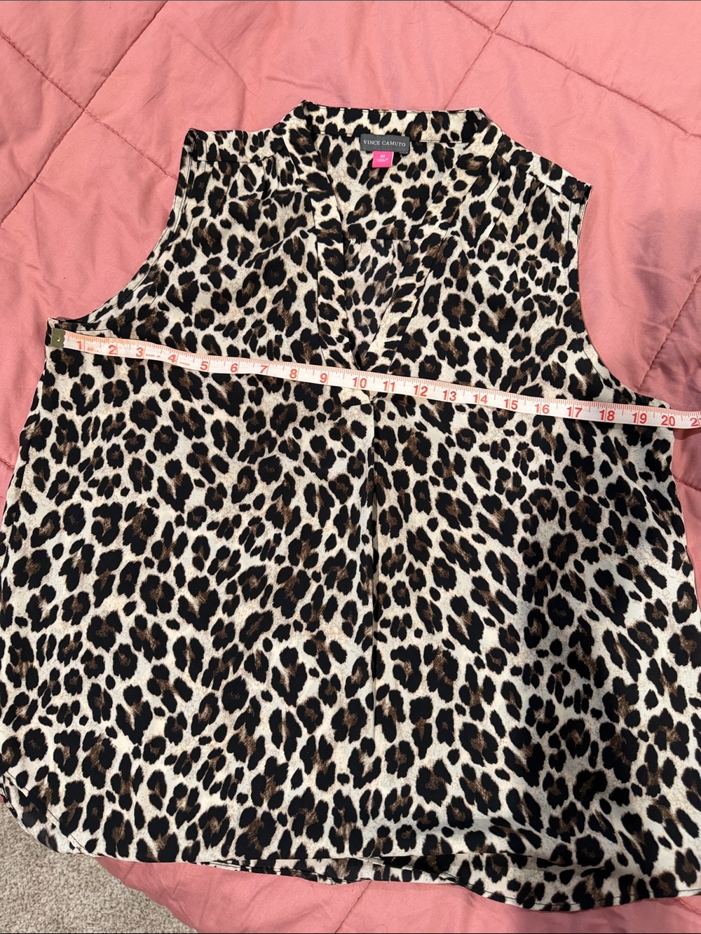 Vince Camuto Leopard Print Sleeveless V-Neck Top - Tan & Black - Picture 4 of 4